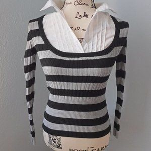 Fitted Striped "Its Our Time" ribbed sweater/top